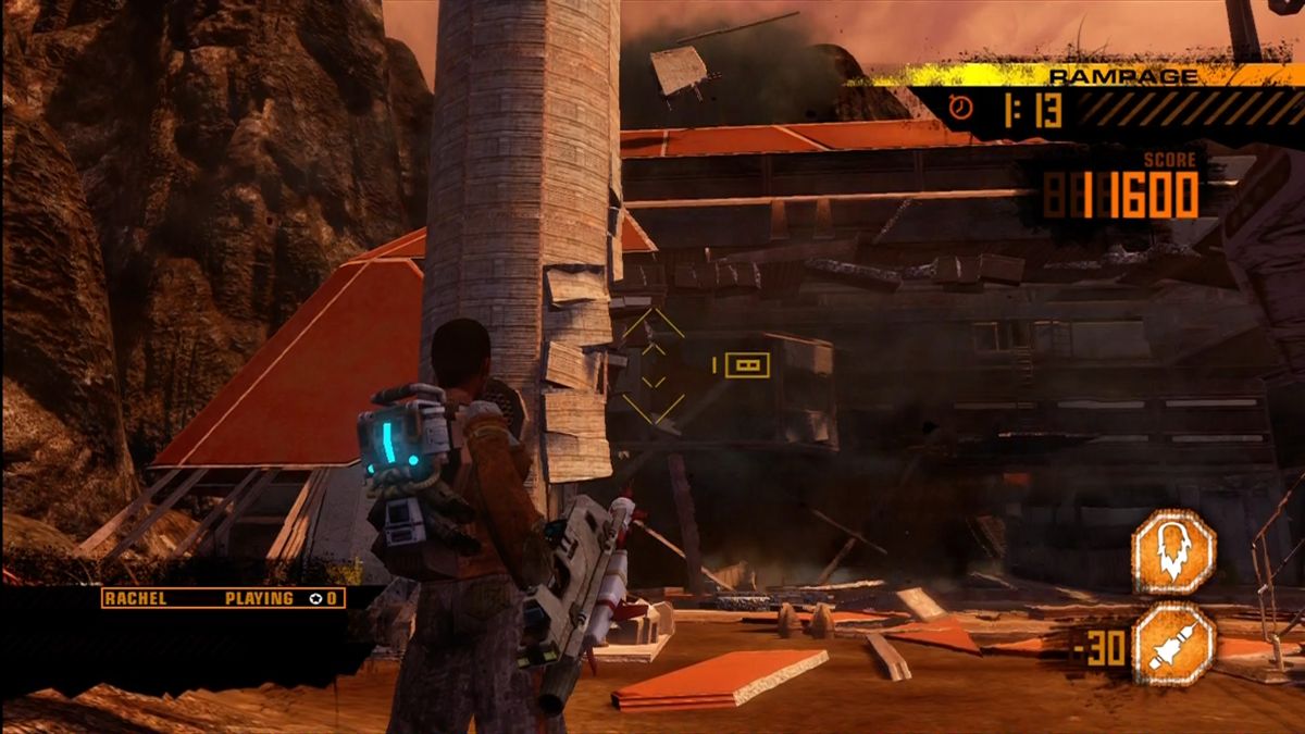 Red Faction: Guerrilla (Xbox 360) screenshot: Wrecking Crew mode has you destroy the most before time runs out.