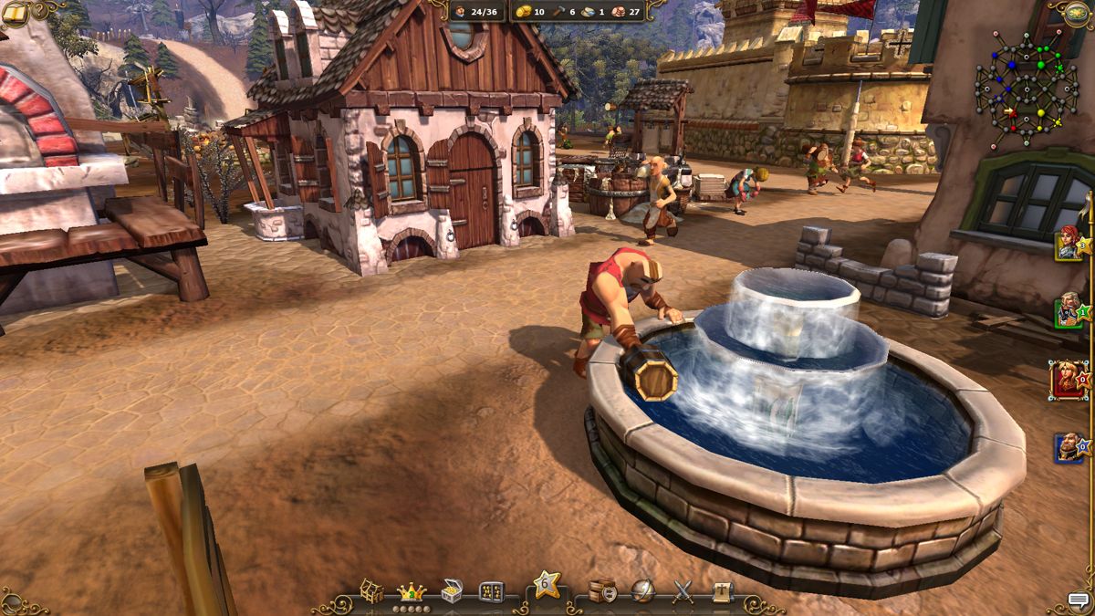 The Settlers 7: Paths to a Kingdom (Windows) screenshot: A settler getting some water.
