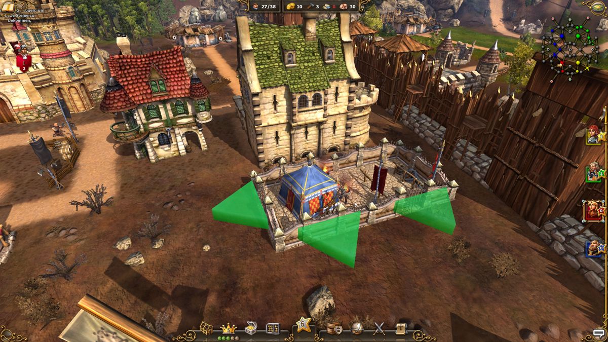 The Settlers 7: Paths to a Kingdom (Windows) screenshot: Expanding the barracks training grounds to get some prestige.