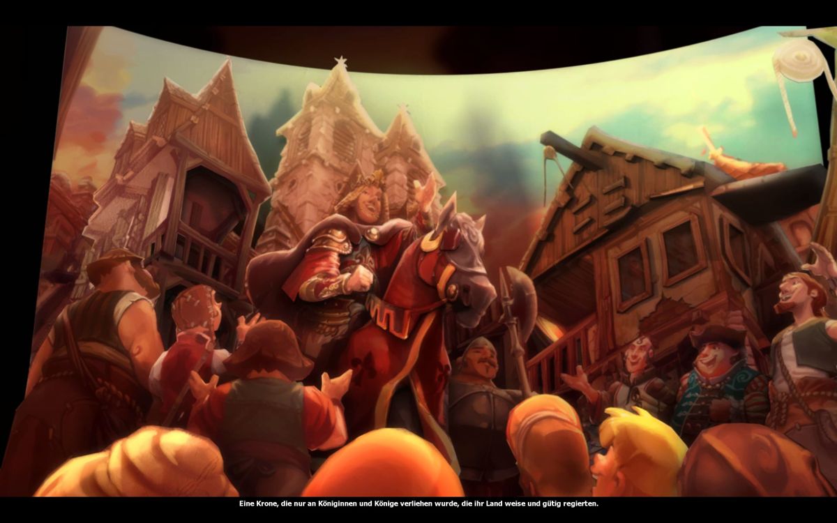 The Settlers 7: Paths to a Kingdom (Windows) screenshot: The story is told through a picture-book.
