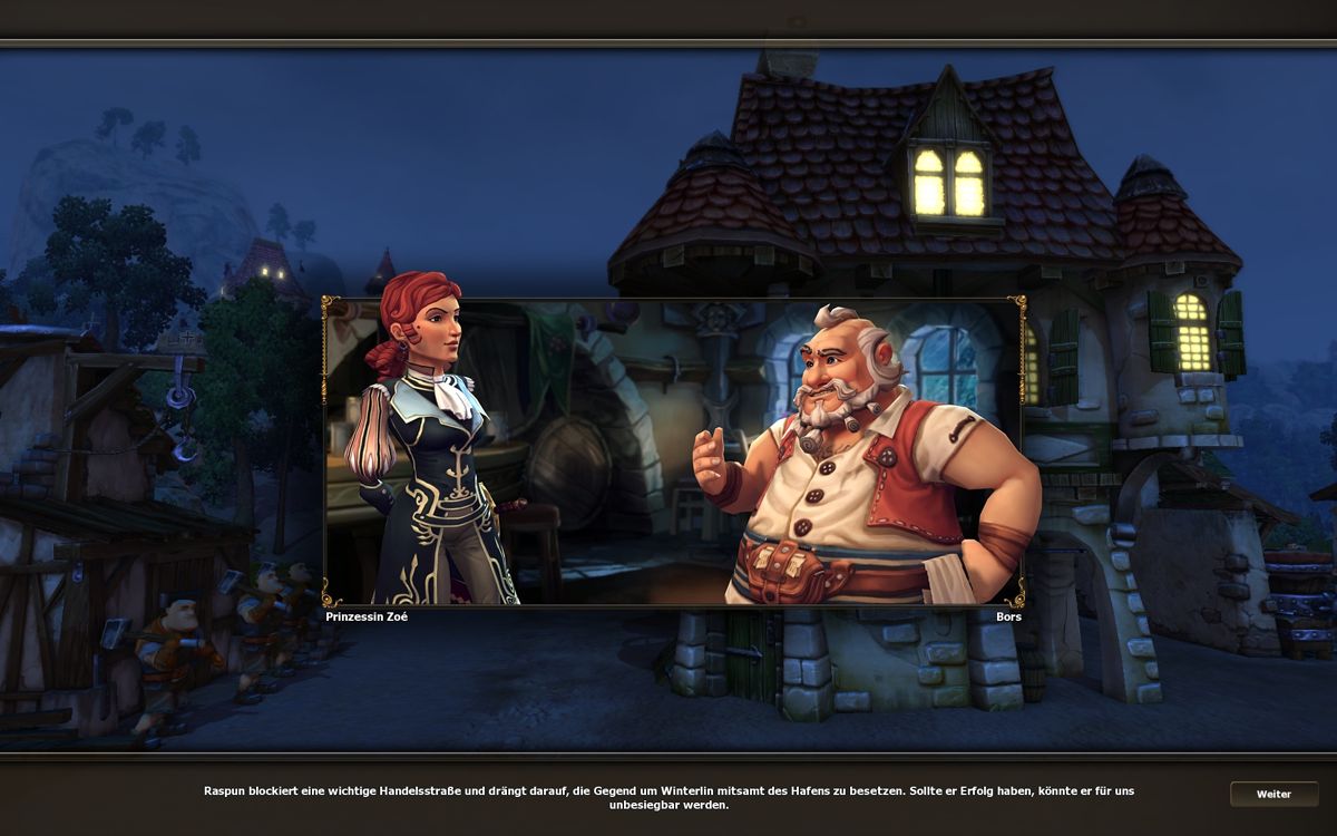 The Settlers 7: Paths to a Kingdom (Windows) screenshot: Ingame dialogues further advance the story.