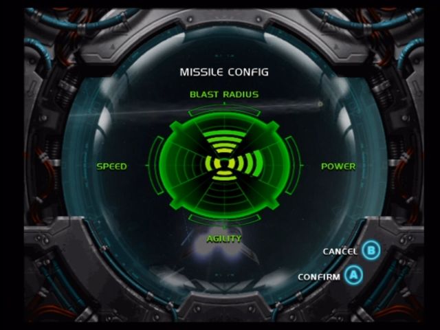 Battlestar Galactica (Xbox) screenshot: Missiles can be re-configured/rebalanced at any time.