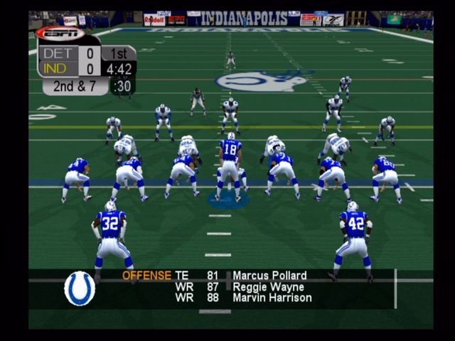 ESPN NFL Football (Xbox) screenshot: Lining up for the first play.