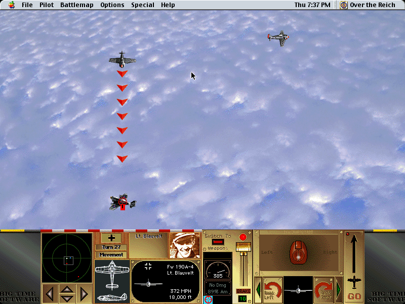 Over the Reich (Macintosh) screenshot: Finally have the Typhoons in our sights
