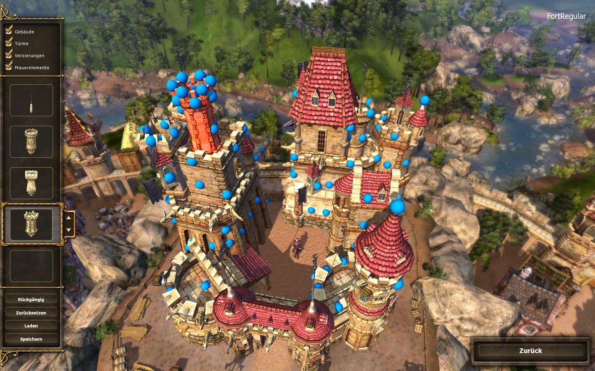 The Settlers 7: Paths to a Kingdom (Windows) screenshot: Customizing my castle.