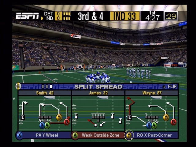 ESPN NFL Football (Xbox) screenshot: Pick a play from the playbook.