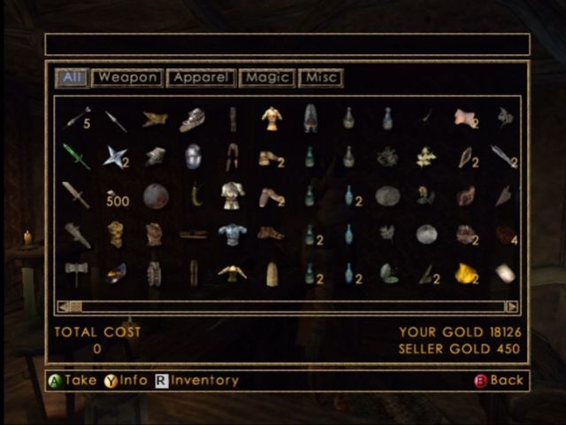 The Elder Scrolls III: Morrowind (Xbox) screenshot: Barter system.