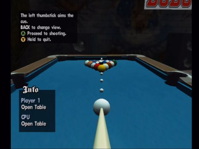 Grand Theft Auto: San Andreas (Xbox) screenshot: Playing the pool minigame.
