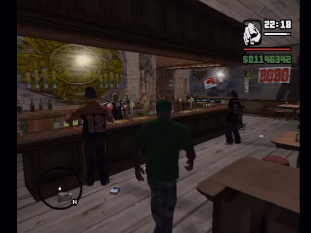 Grand Theft Auto: San Andreas (Xbox) screenshot: Inside an indoor bar.
