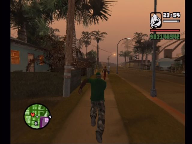 Grand Theft Auto: San Andreas (Xbox) screenshot: Evening run.