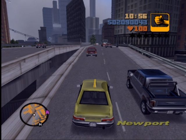 Rockstar Games Double Pack: Grand Theft Auto (Xbox) screenshot: Heading downtown.