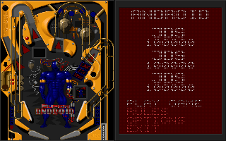 Epic Pinball (DOS) screenshot: Pre-play display