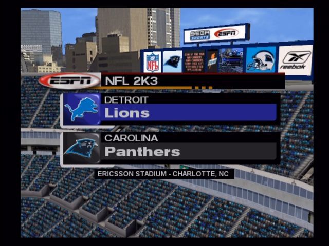NFL 2K3 (Xbox) screenshot: The game is presented like an ESPN broadcast.