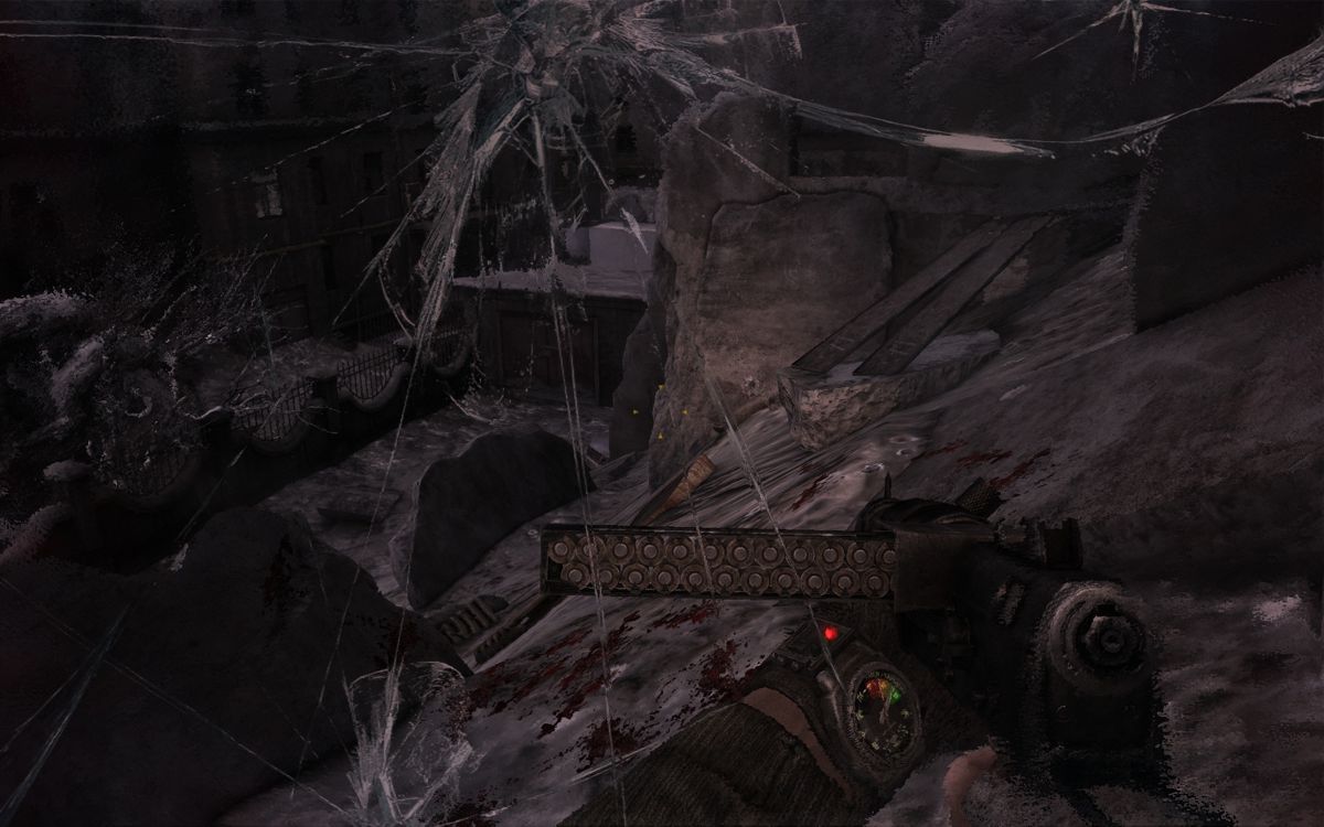 Metro 2033 (Windows) screenshot: My gasmask has been damaged in melee-fights.