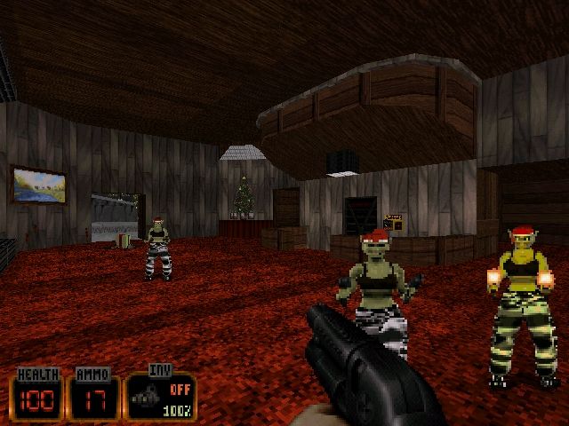 Duke: Nuclear Winter (DOS) screenshot: New elf militants drop random presents when killed.