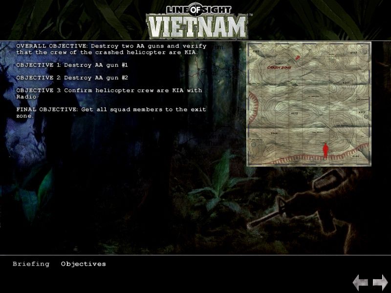 Line of Sight: Vietnam (Windows) screenshot: Mission briefing - Objectives