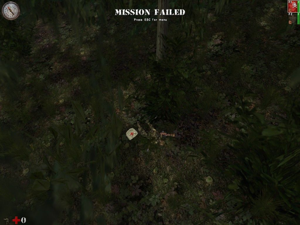 Line of Sight: Vietnam (Windows) screenshot: A casualty in player's squad leads to the mission failure