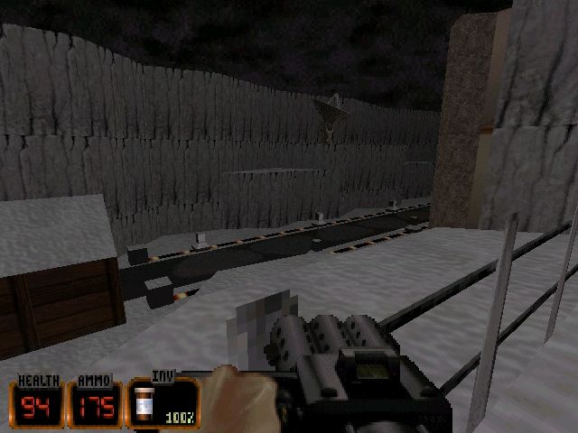Duke: Nuclear Winter (DOS) screenshot: Santa's takeoff runway in Level 6.