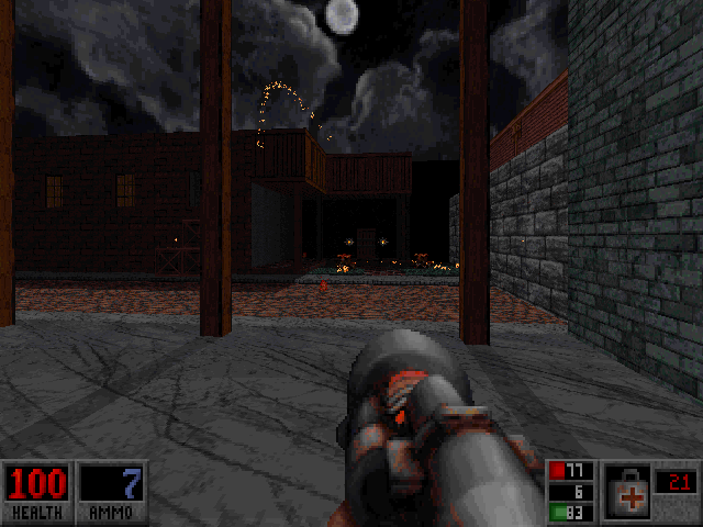 Blood: Plasma Pak (DOS) screenshot: New plant enemy shoots fireballs like a turret.