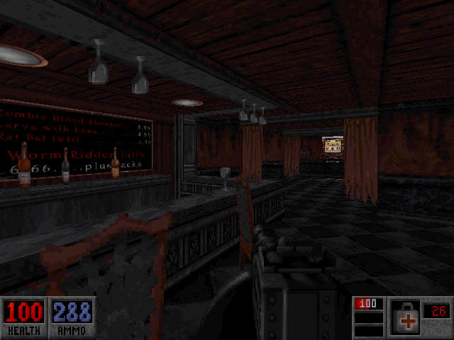 Cryptic Passage for Blood (DOS) screenshot: Inside the boat's members-only bar.