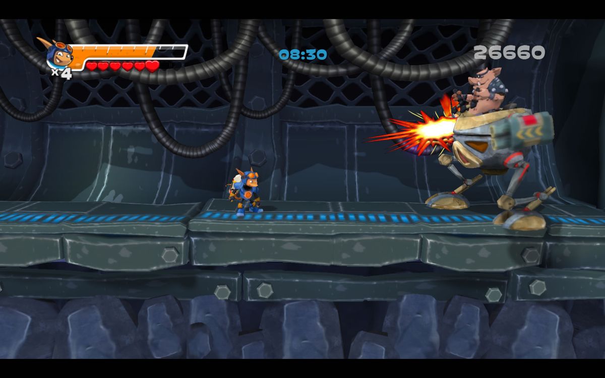 Rocket Knight (Windows) screenshot: Regular attacks won't work here.