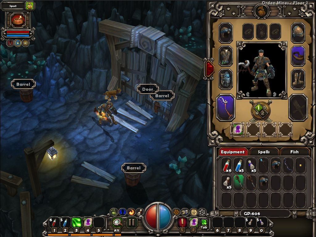 Torchlight (Macintosh) screenshot: The hero descends deeper into the dungeon