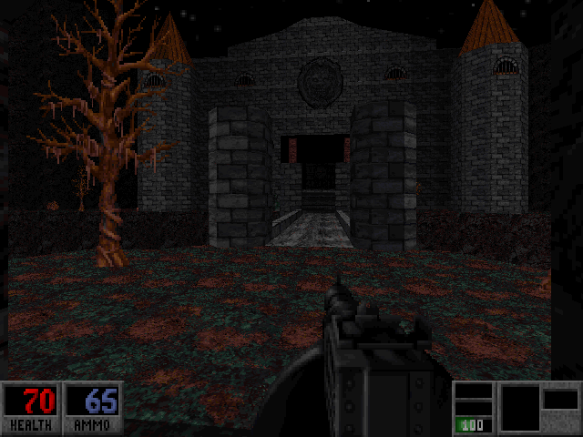 Cryptic Passage for Blood (DOS) screenshot: Head into the castle to face the boss.