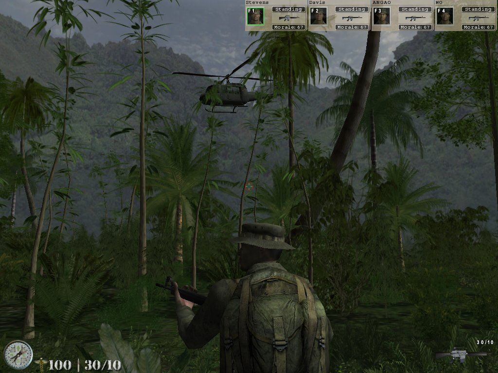 Elite Warriors: Vietnam (Windows) screenshot: An allied helicopter dropped the supplies