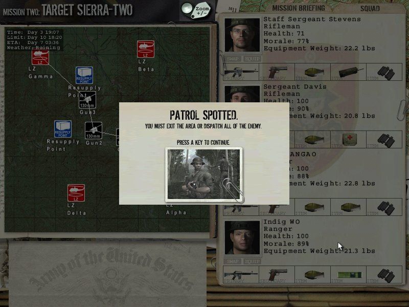 Elite Warriors: Vietnam (Windows) screenshot: An enemy patrol spotted