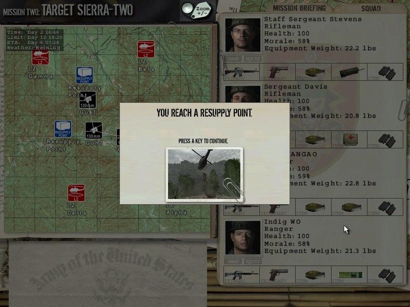 Elite Warriors: Vietnam (Windows) screenshot: Resupply point reached