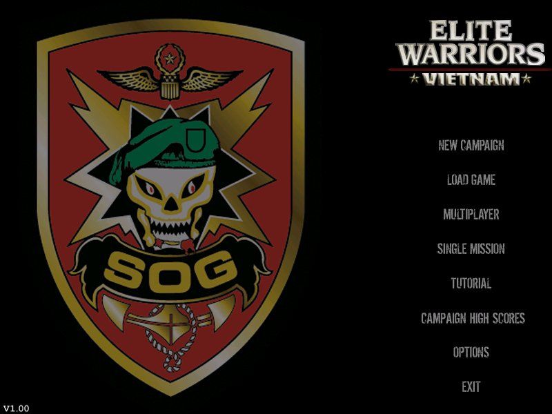 Elite Warriors: Vietnam (Windows) screenshot: Simplistic main menu screen