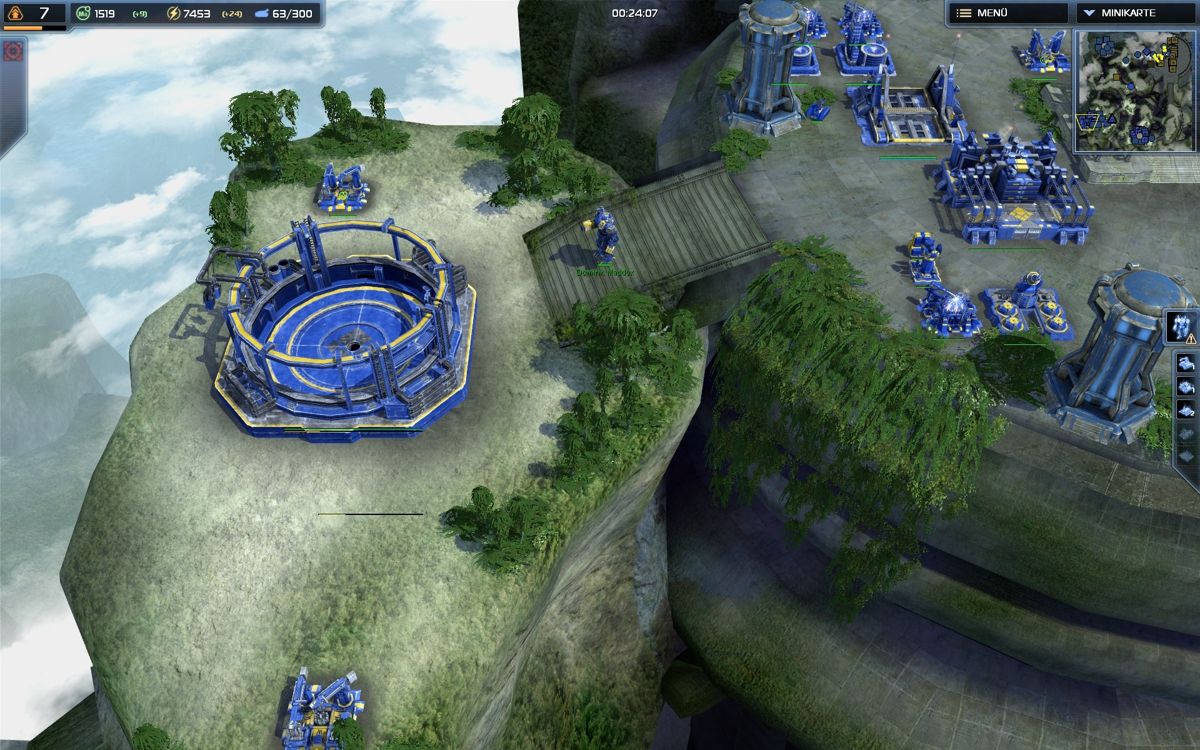 Supreme Commander 2 (Windows) screenshot: We build our prototype-factory and are waiting for the flying fortress to come out.