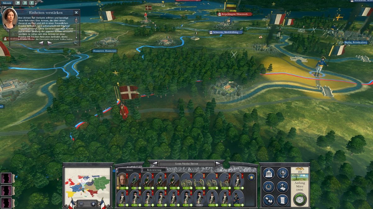 Napoleon: Total War (Windows) screenshot: The French have already taken Berlin.