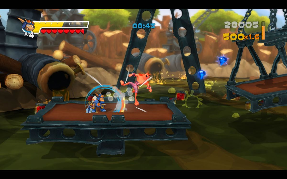 Rocket Knight (Windows) screenshot: Fighting an enemy with the sword