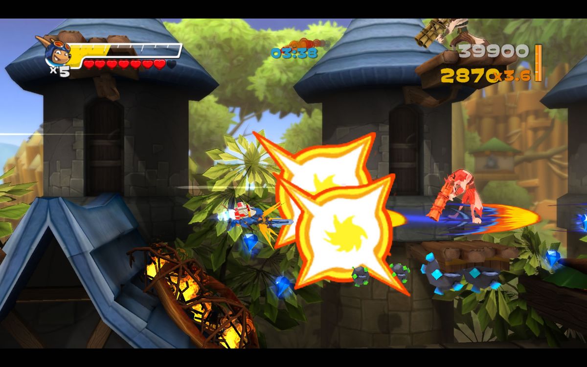 Rocket Knight (Windows) screenshot: Watch out for the mines below