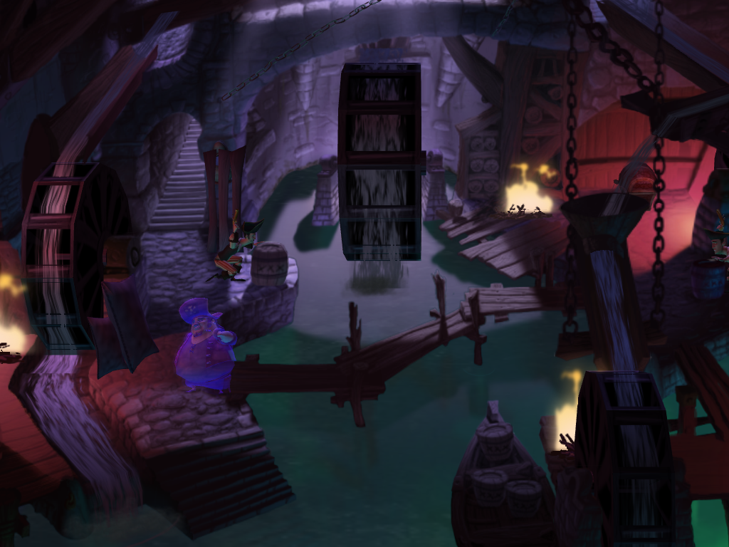 Ghost Pirates of Vooju Island (Windows) screenshot: Hideout with shooting smugglers