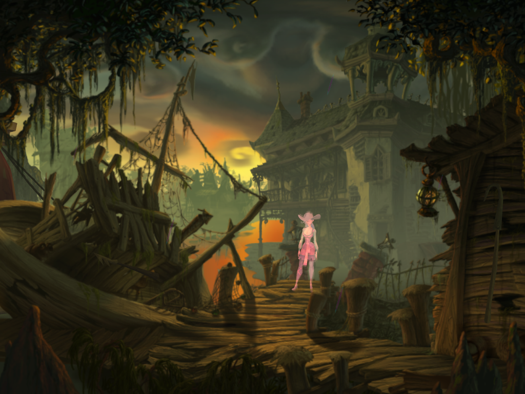 Ghost Pirates of Vooju Island (Windows) screenshot: Jane arrives at Boogeyman Bayou