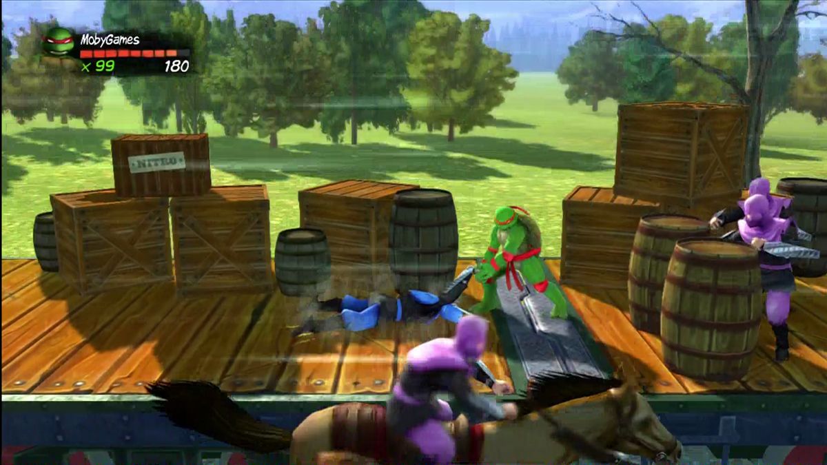Teenage Mutant Ninja Turtles: Turtles in Time Re-Shelled (Xbox 360) screenshot: Grab 'em and throw 'em.