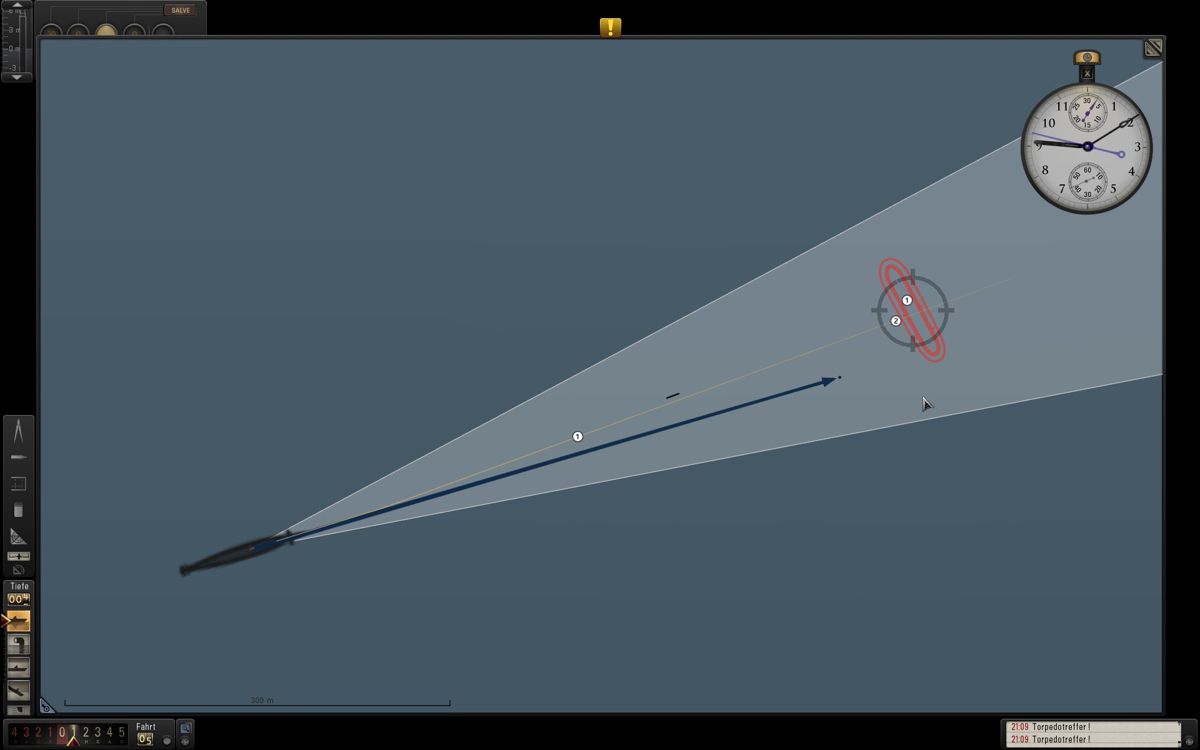 Silent Hunter 5: Battle of the Atlantic (Windows) screenshot: Another torpedo-hit incoming according to the map.