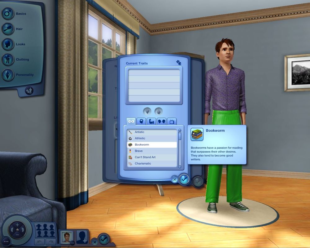 The Sims 3 (Macintosh) screenshot: Choosing traits for our Sim