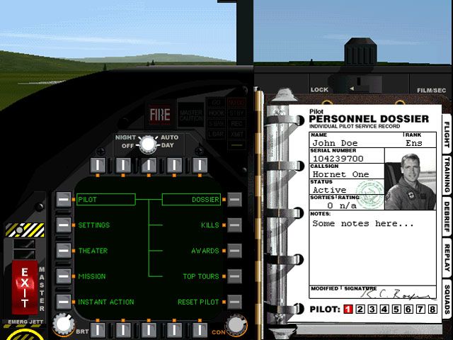 F/A-18 Korea (Windows) screenshot: Options Screen