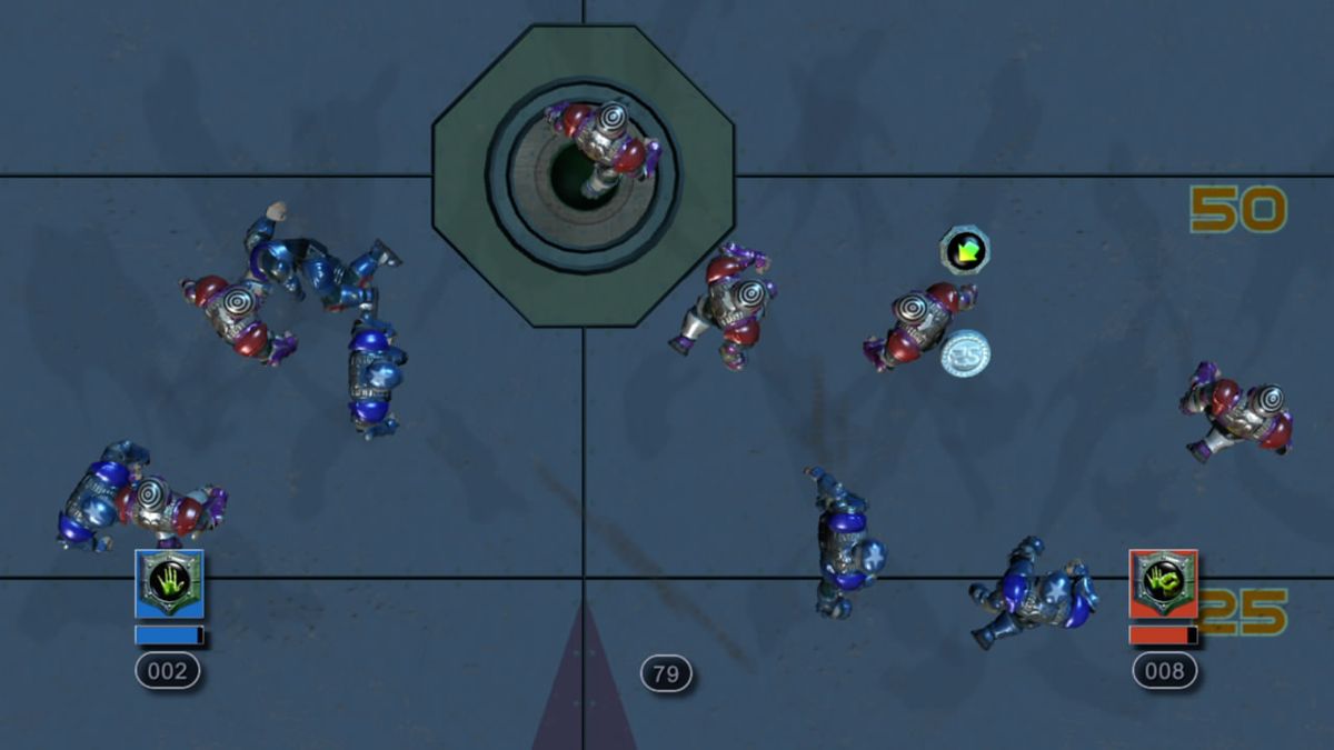 Speedball 2: Brutal Deluxe (Xbox 360) screenshot: Another top down view, two other angles possible