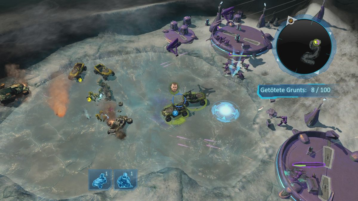 Halo Wars (Xbox 360) screenshot: In the first mission we need to gather scattered troops in order to reclaim our base.