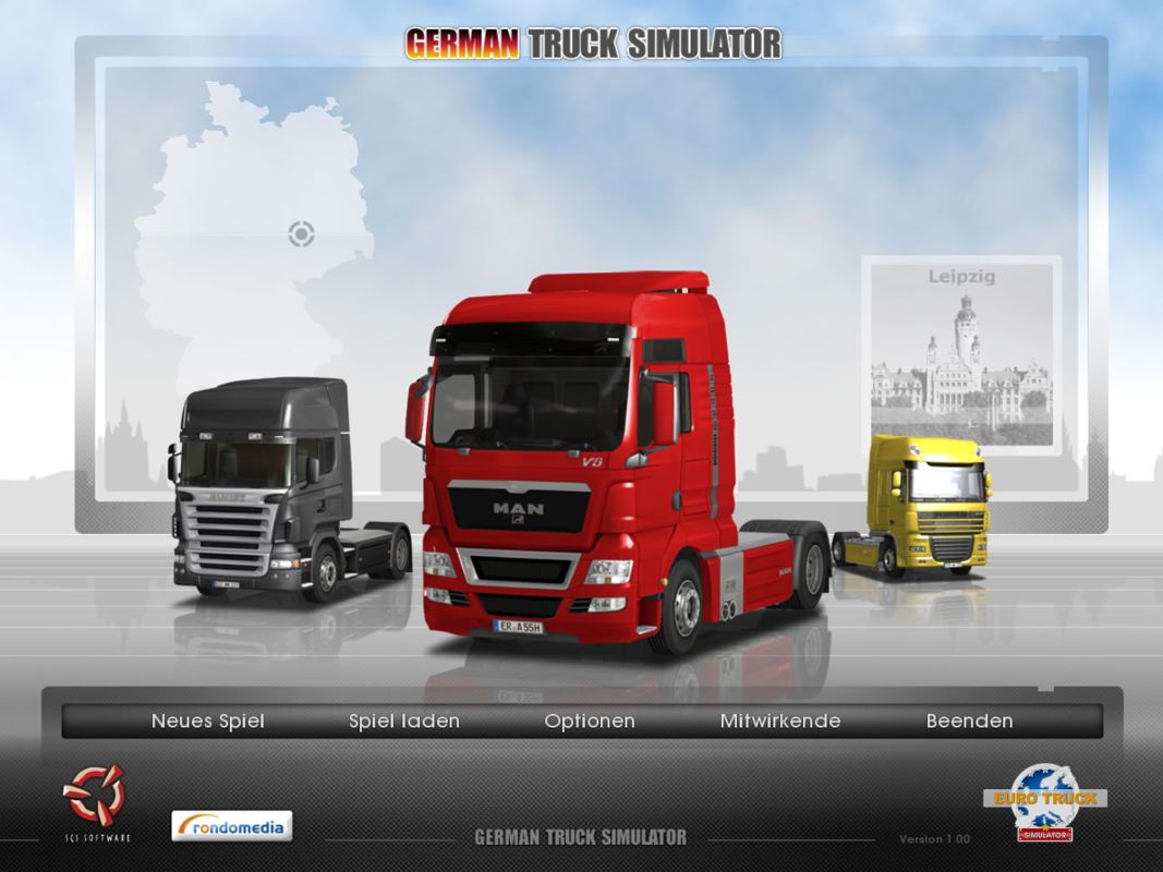 German Truck Simulator (Windows) screenshot: Main menu (demo version)