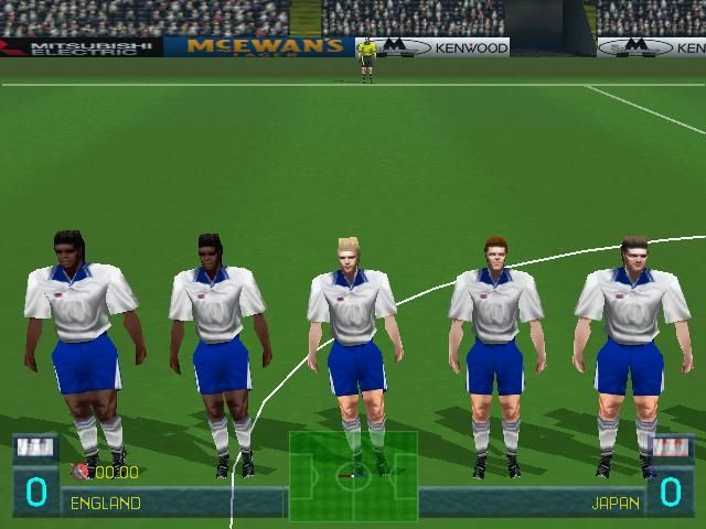 World League Soccer '98 (Windows) screenshot: England's opening line-up
