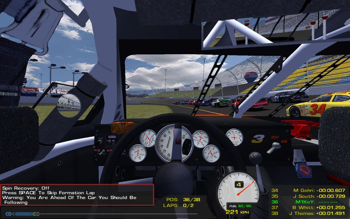 ARCA Sim Racing '08 (Windows) screenshot: View from the driver's seat...