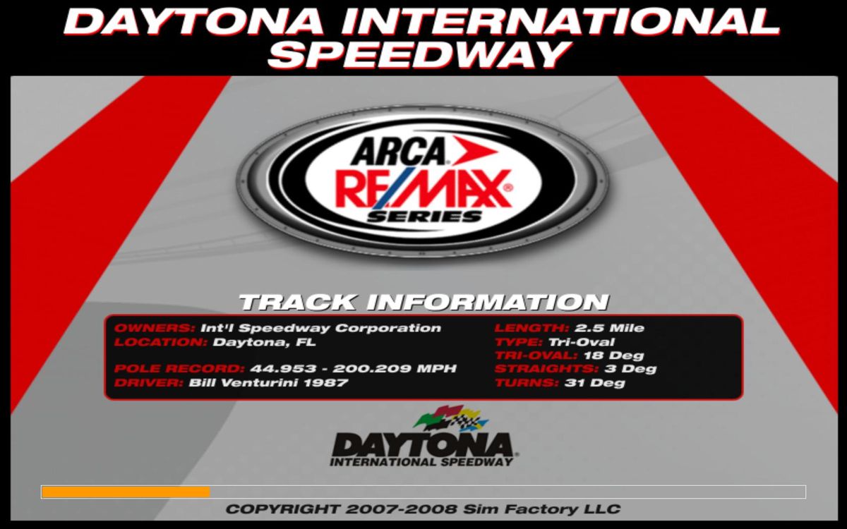 ARCA Sim Racing '08 (Windows) screenshot: Track Info.