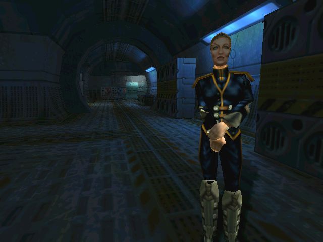 Requiem: Avenging Angel (Windows) screenshot: NPC in a high-tech environment