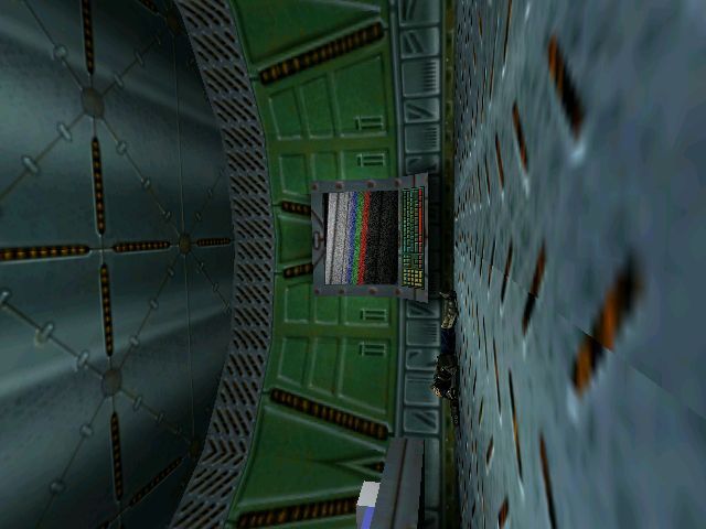 Requiem: Avenging Angel (Windows) screenshot: Malachi is killed. The last thing he sees is his enemy's body and a weird screen...