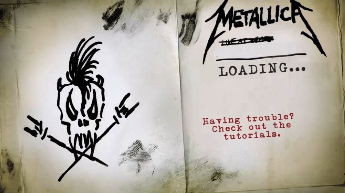 Guitar Hero: Metallica (Xbox 360) screenshot: The loading screen shows more or less useful tips.